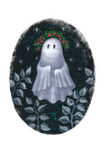 Kleiner Geist Rosenkranz Print - Kunst Druck - Halloween Ghost Art - Gruselige Wanddekoration - Gruselige süße Kunst