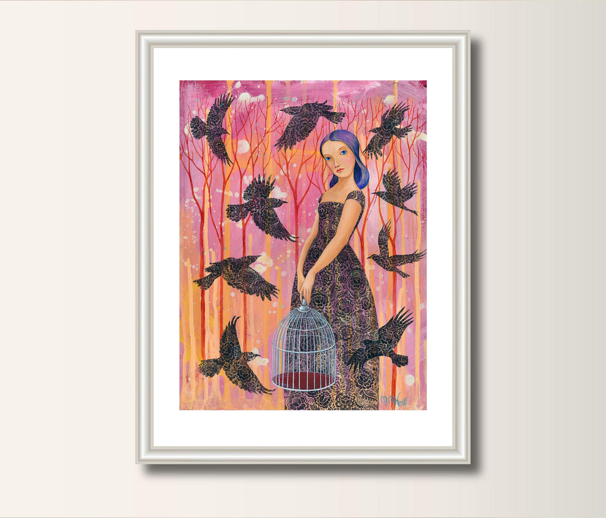 Vogel Art Print Druck Kunst Print von Original Acrylbild A3 A4 Kunstposter Malerei