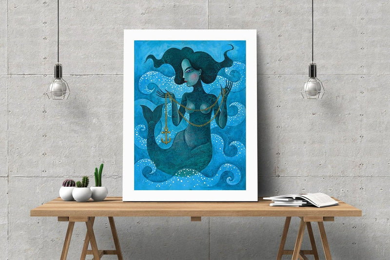 Meerjungfrau  Kunstdruck Illustration Kunst, Art Print Druck, Print von Original Acrylbild