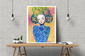 Portrait Art Print Herbst. Mädchen und Blumen