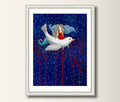 Art Print Mädchen auf dem Vogel Druck Print von Original Acrylbild Kunstposter