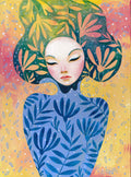 Portrait Art Print Herbst. Mädchen und Blumen