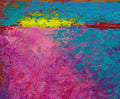 Original Small Acrylic Abstract Landscape Painting, 5x5 inch