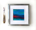 Small Abstract Landscape Painting, Acrylic on Canvas, 5x5 Original Art