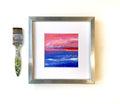Pink Sky Abstract Landscape, Original Acrylic Painting on Canvas (5x5 inch)
