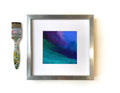 Blue Wave Acrylic Painting on Canvas, Small Abstract Seascape Art (5x5 inch)