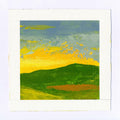 Small Abstract Landscape Painting, Acrylic on Canvas 13x13cm in a passe-partout