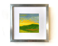 Small Abstract Landscape Painting, Acrylic on Canvas 13x13cm in a passe-partout
