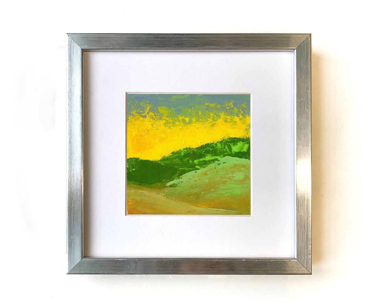 Small Abstract Landscape Painting, Original Acrylic Art (5x5 inch)