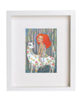 Weisse Кatze mit Mädchen Druck  A4  Print von Original Acrylbild Wohndekor Poster