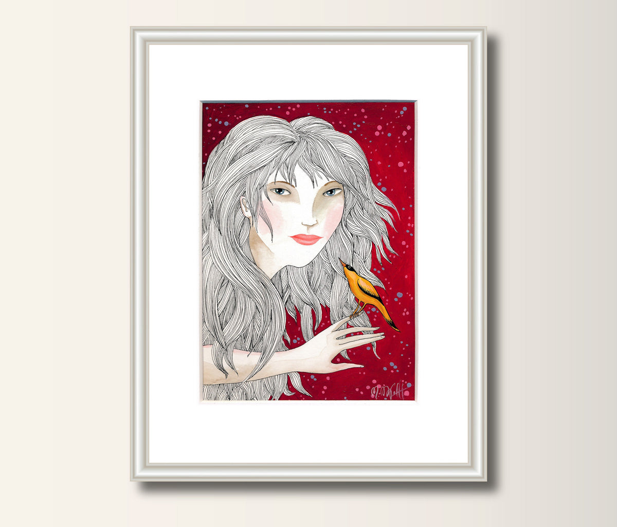Original Malerei Mädchen Porträt Aquarell Acryl auf Papier Illustration von Margarita Wolff