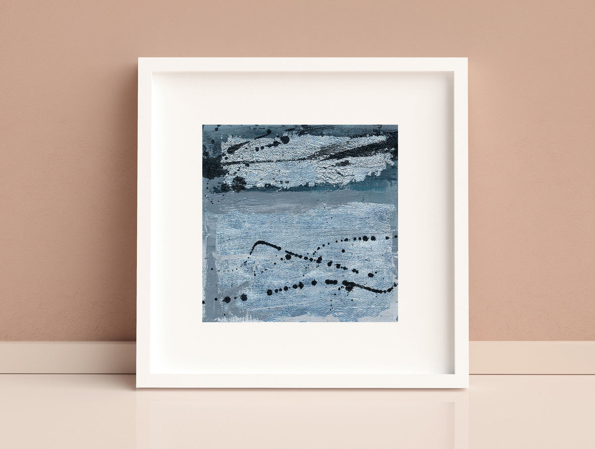 Silver Abstract Acrylic Painting, Modern Wall Art, 5x5"