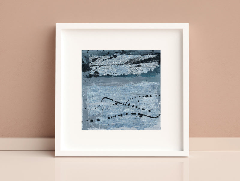 Silver Abstract Acrylic Painting, Modern Wall Art, 5x5"
