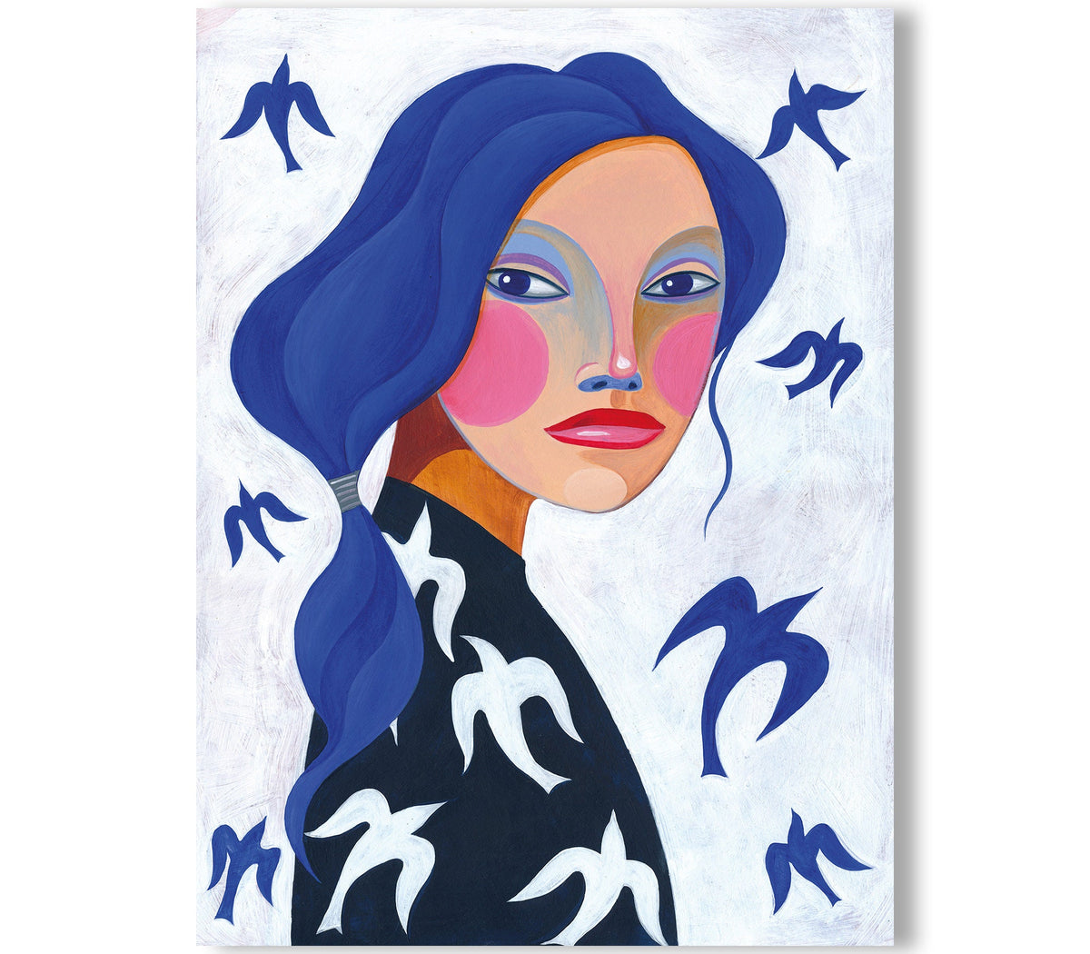 Portrait Möwe Druck Acryl Bild  Mädchen und Vogel