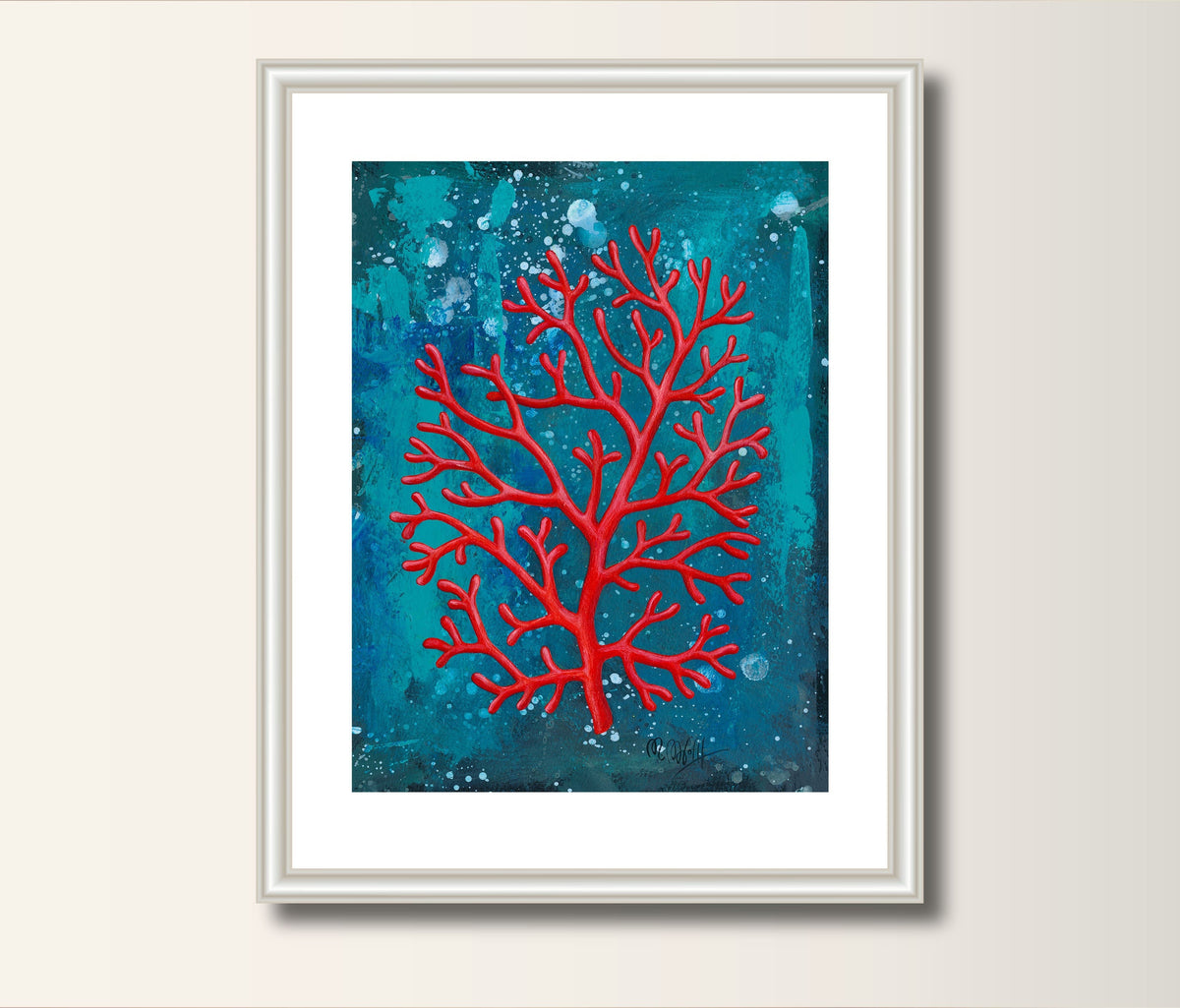 Korallen Kunst Art Print Druck,  Print von Original Acrylbild, A4, Kunstposter,Malerei