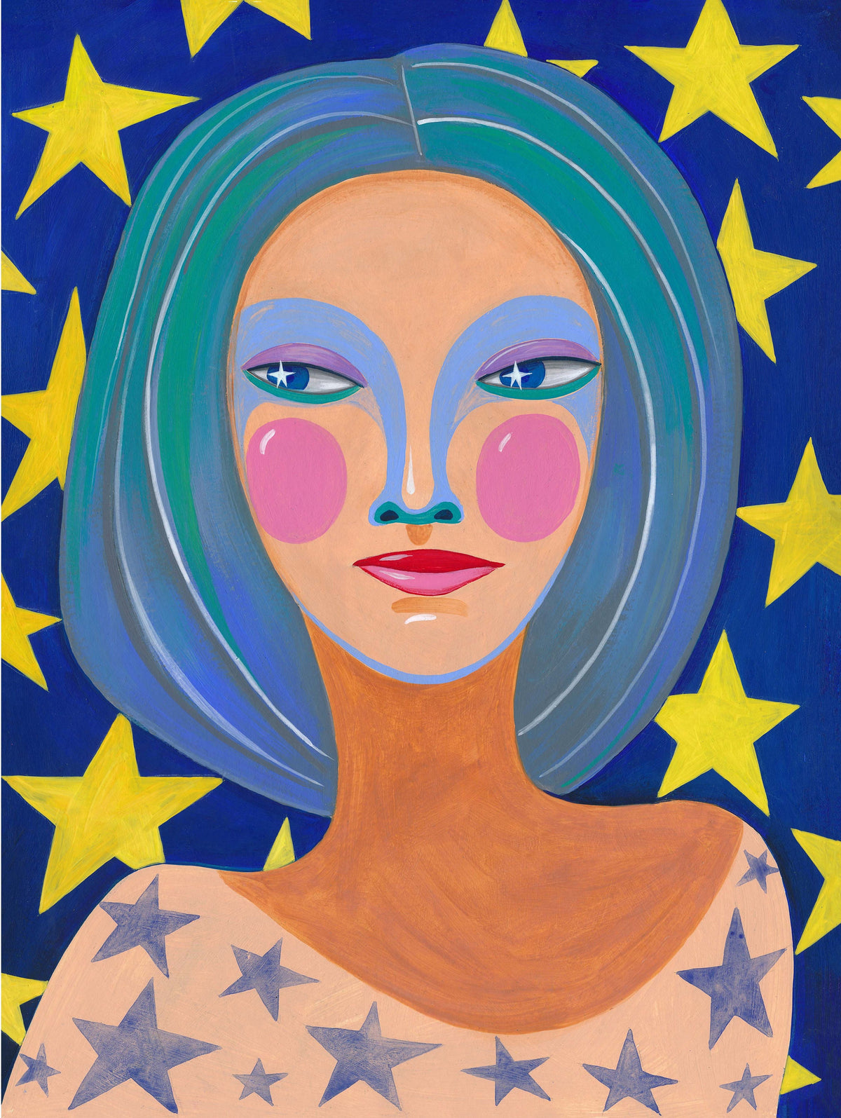 Portrait Original Acryl Bild Handgemaltes Gemälde 30x40cm. Sterne