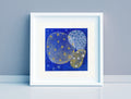 Small Abstract Acrylic Painting,13x13cm in a passe-partout Original Art