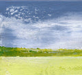 Original Summer Meadow Landscape Painting, Modern Abstract Artwork (20x20cm)