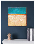Small Abstract Sea Landscape Painting, Modern Wall Art (20x20cm)