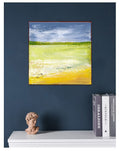 Original Summer Meadow Landscape Painting, Modern Abstract Artwork (20x20cm)