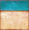 Small Abstract Sea Landscape Painting, Modern Wall Art (20x20cm)
