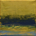 Small Gold Indigo Abstract Painting, Modern Landscape Wall Art