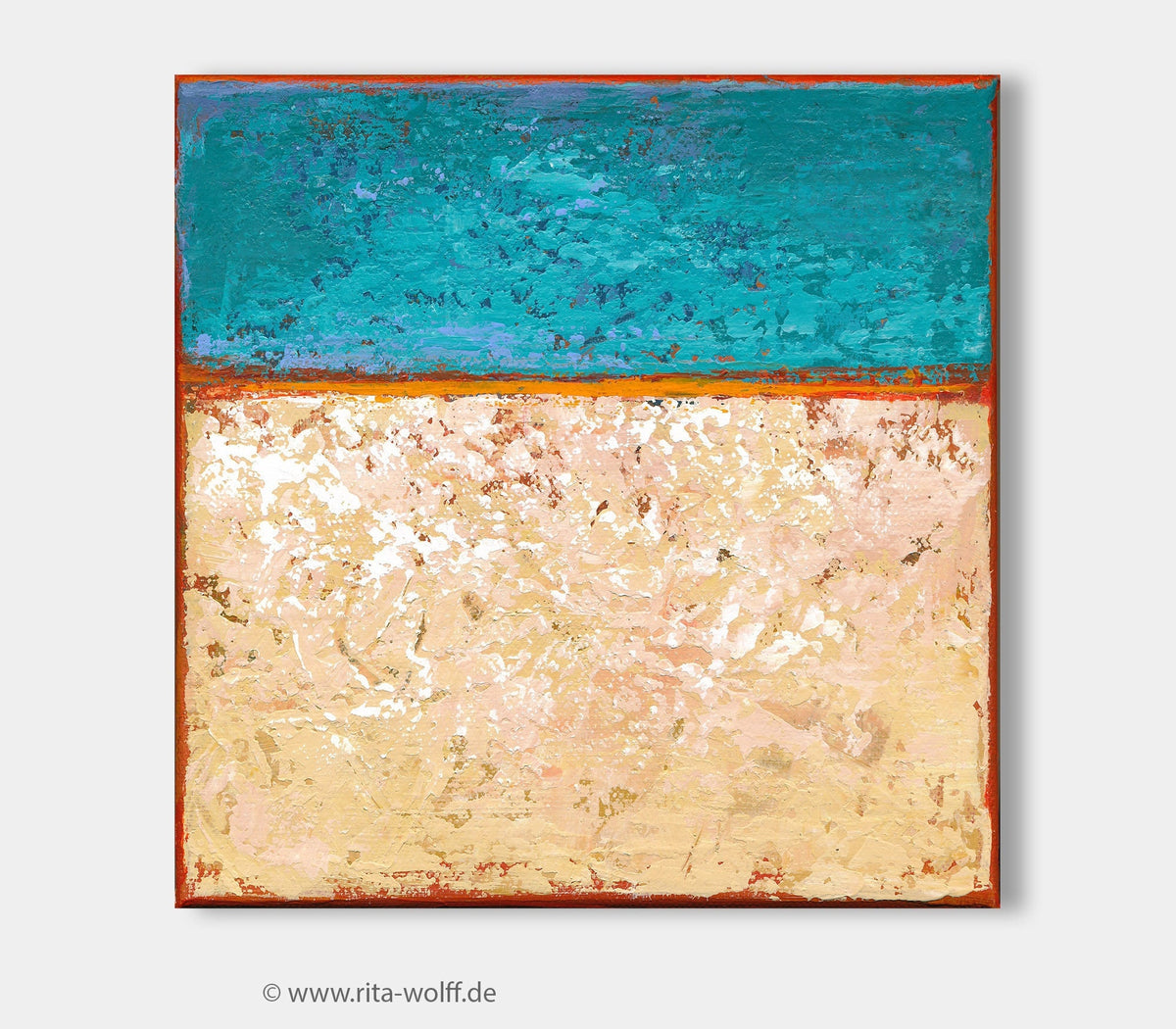 Small Abstract Sea Landscape Painting, Modern Wall Art (20x20cm)