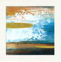 Original Gold Indigo Abstract Landscape Painting, Small Acrylic Art (5.1”)