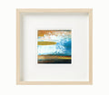 Original Gold Indigo Abstract Landscape Painting, Small Acrylic Art (5.1”)
