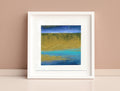 Original Small Abstract Landscape Acrylic Painting, 13x13cm in a passe-partout