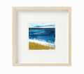 Gold Indigo Beach Painting, Small Abstract Landscape, 5x5 Original Art