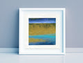 Original Small Abstract Landscape Acrylic Painting, 13x13cm in a passe-partout