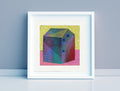 Small Abstract House Painting, Original Acrylic on Canvas (13x13 cm)
