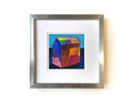 Original Abstract House Painting on Canvas, Small Acrylic Landscape (5.1”)
