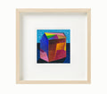 Original Abstract House Painting on Canvas, Small Acrylic Landscape (5.1”)