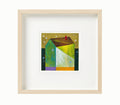Small House Acrylic Painting on Canvas, Abstract Landscape (5.1" x 5.1")