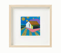 Small House Painting, Original Abstract Acrylic on Canvas (13x13 cm)