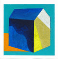 Small House Acrylic Painting, Abstract Landscape, Original Art (5.1" x 5.1") 13х 13 cm