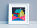 Small Abstract House Painting, Original Acrylic on Canvas (5.1”