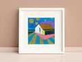 Small House Painting, Original Abstract Acrylic on Canvas (13x13 cm)