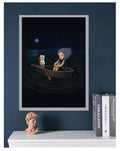 Kunstdruck Mädchen im Boot  Druck Illustration Kunst, Art Print