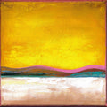 Small Yellow Abstract Painting on Canvas, Modern Wall Art (20x20cm)