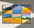 Small Yellow Abstract Painting on Canvas, Modern Wall Art (20x20cm)