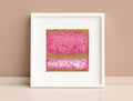 Original Pink Abstract Landscape Painting, Modern Acrylic Art (5.1"x5.1")