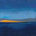 Small Abstract Seascape Painting, Blue Modern Wall Art (20x20cm)