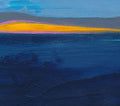 Small Abstract Seascape Painting, Blue Modern Wall Art (20x20cm)