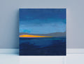 Small Abstract Seascape Painting, Blue Modern Wall Art (20x20cm)