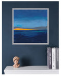 Small Abstract Seascape Painting, Blue Modern Wall Art (20x20cm)