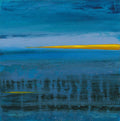 Small Blue Abstract Seascape Painting, Modern Acrylic Artwork (20x20cm)