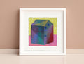 Small Abstract House Painting, Original Acrylic on Canvas (13x13 cm)